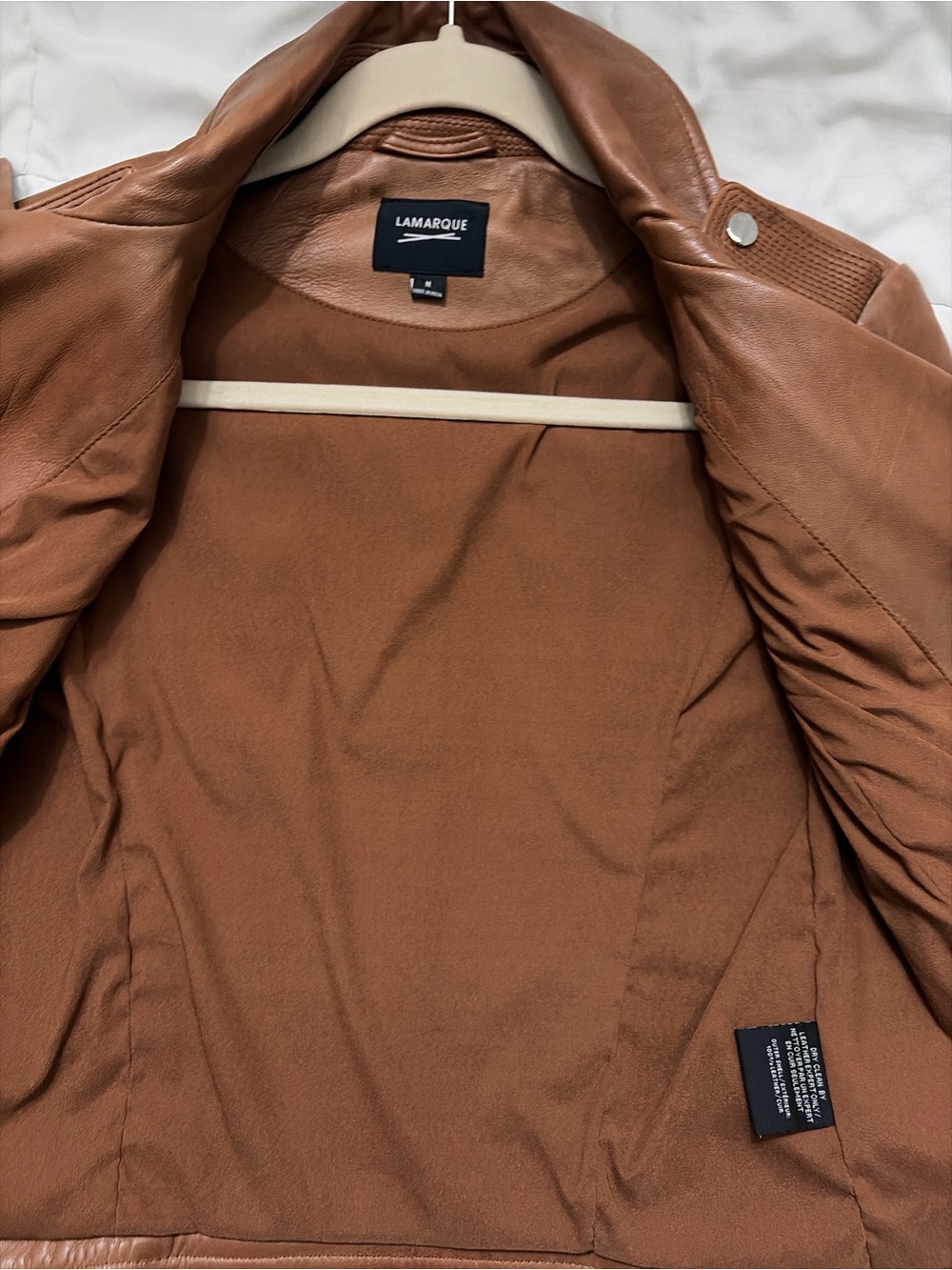Lamarque Cognac Leather Moto Jacket Size M Buttery Soft - Picture 5 of 6